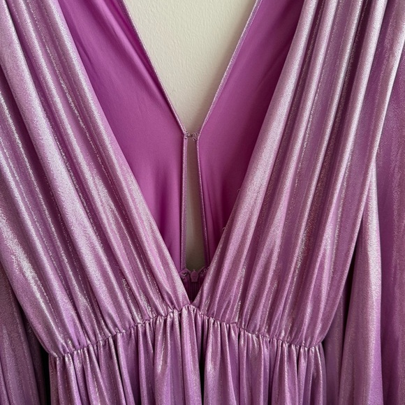 Bronx and Banco Zoe Lame Purple Shimmer Long Gown - Picture 11 of 14